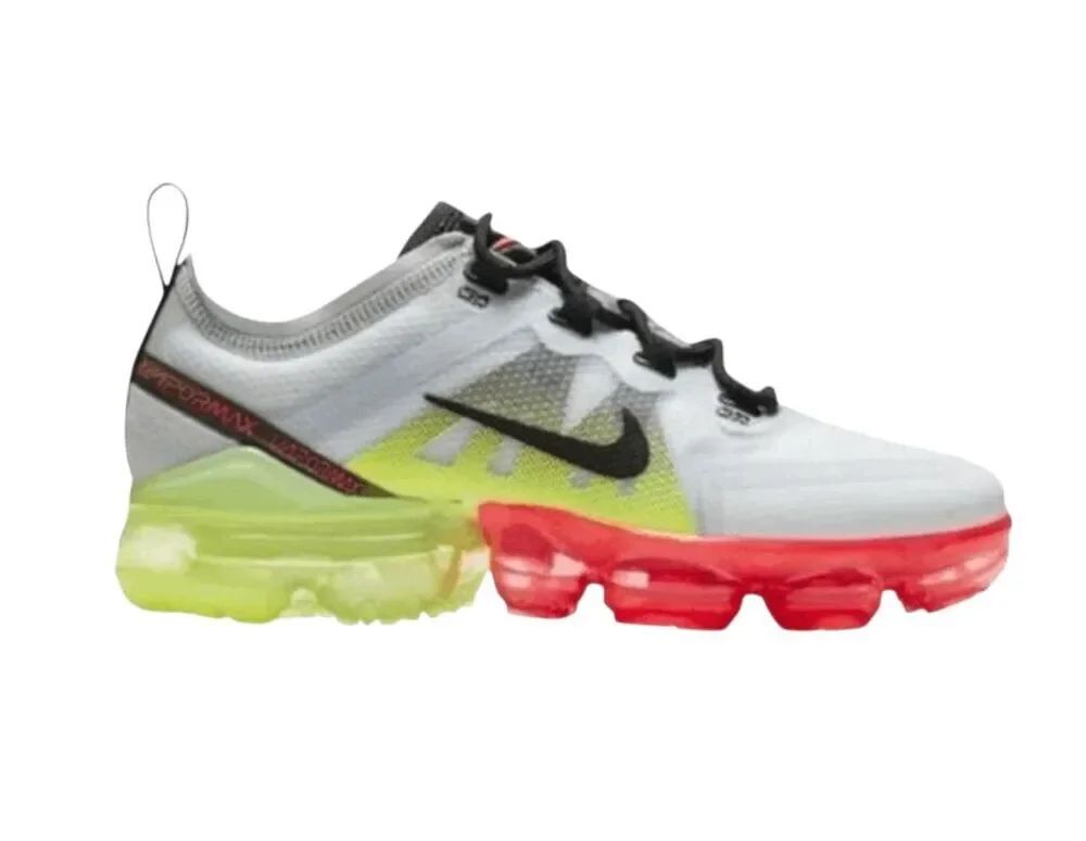 NIKE Air VaporMax 2019 'Pure Platinum Volt Crimson' Running Shoes Size 7